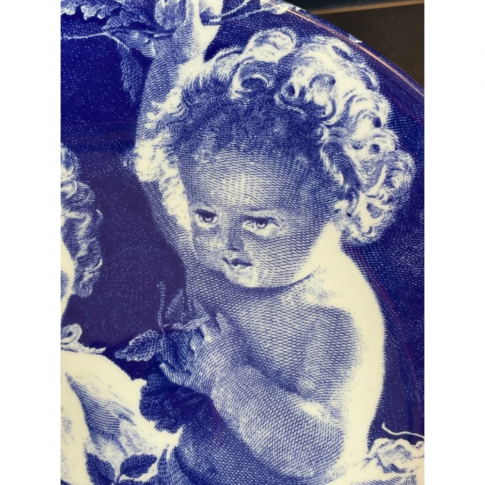 JH Weatherby & Sons Staffordshire England Blue Cherub Collector Series Plate 9in